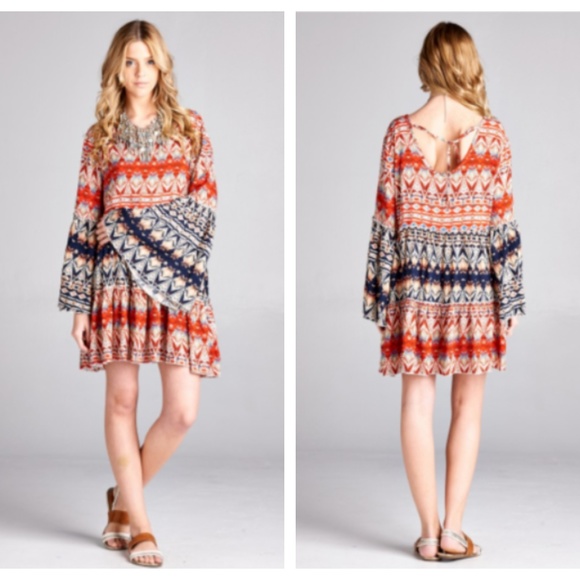 Cute Plus Size BoHo Gypsie Mini Dress Tunic 1X - Picture 2 of 3